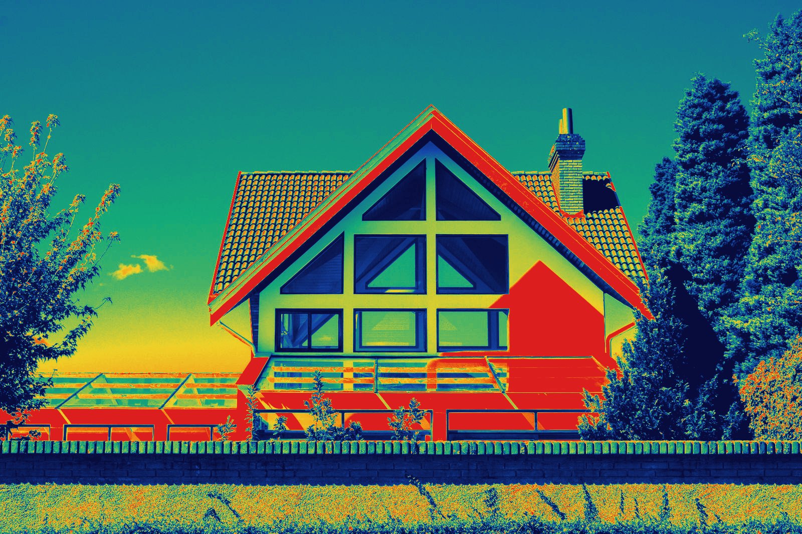 Vivienda con pérdidas de calor (termografía)